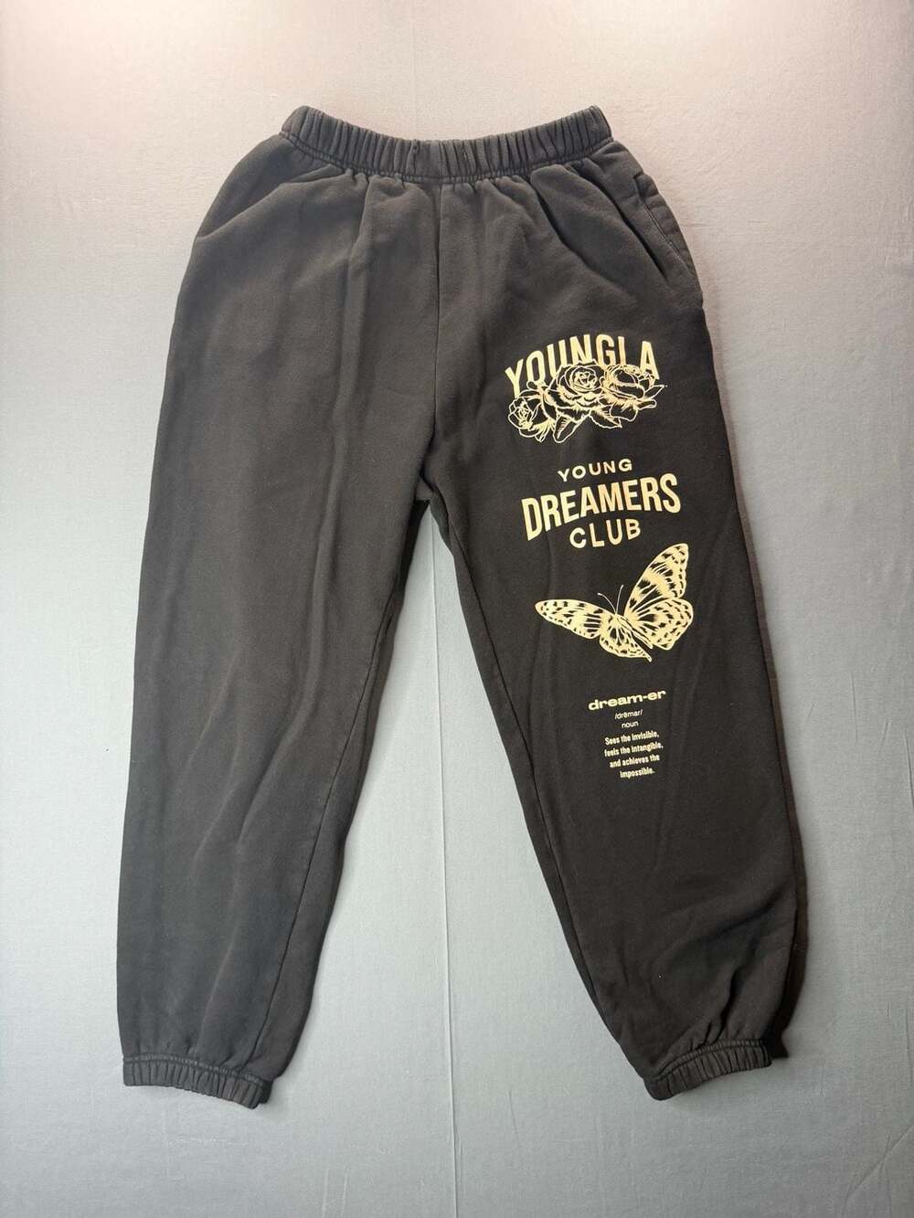 YoungLA Young Dreamers Club Sweatpants Size Large Black Butterfly